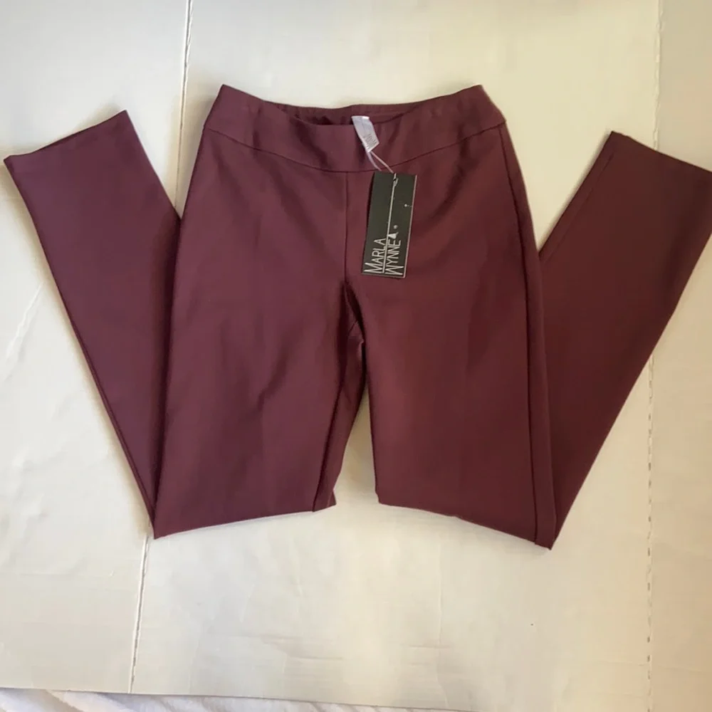 NWT MARLA WYNNE Size 4 Burgundy Elastic Waist Rayon/Nylon/Spandex Blend Pants - Picture 1 of 9